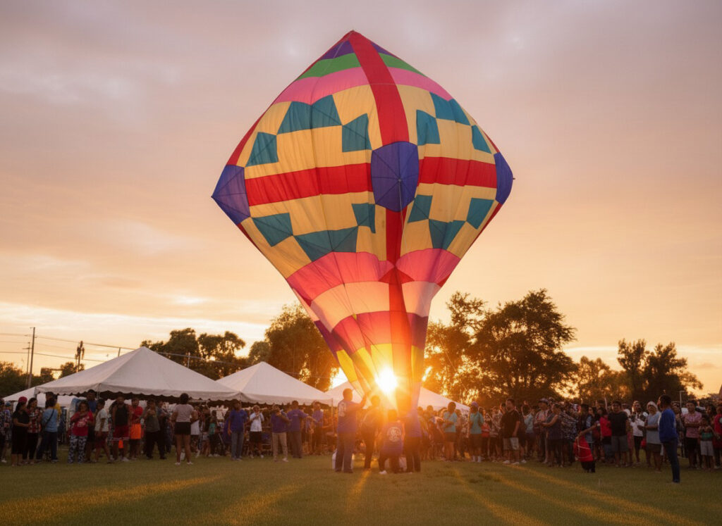 Globos de cantoya encendidos por artesanos del papel nativos de Ajijic